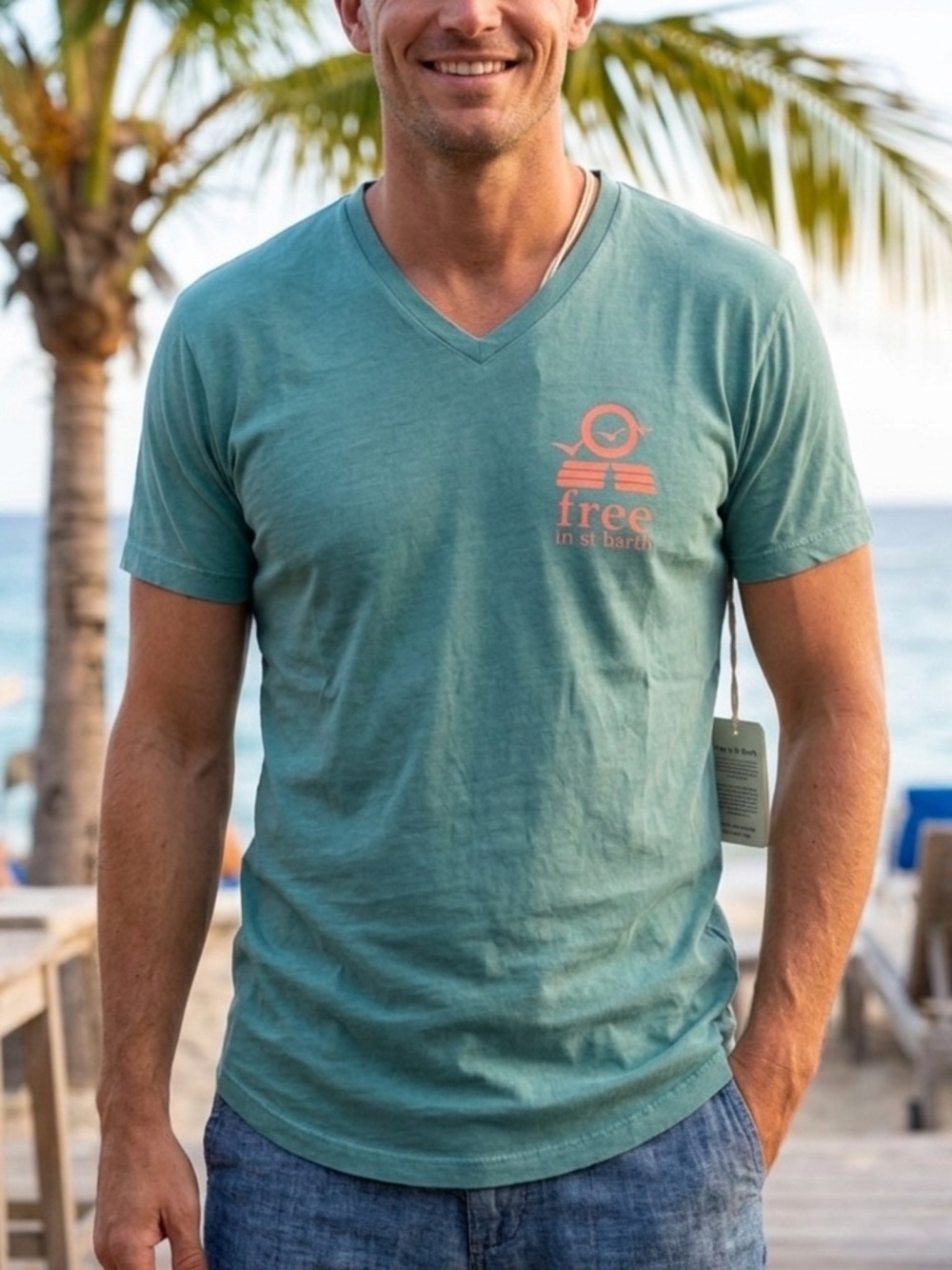 NWT FREE IN ST. BARTH Logo T Shirt (M2)